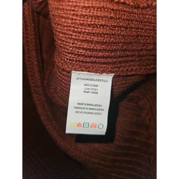 RD Style Rust V-Neck Knit Curved Flattering Hemline Sweater Women Size Large - Picture 6 of 8